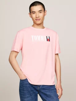 T-Shirty*Tommy Hilfiger T-shirt Z Okrągłym Dekoltem I Logo Z Flagą BALLET PINK