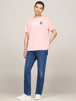 T-Shirty*Tommy Hilfiger T-shirt Z Okrągłym Dekoltem I Logo Z Flagą BALLET PINK