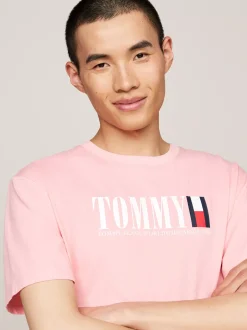 T-Shirty*Tommy Hilfiger T-shirt Z Okrągłym Dekoltem I Logo Z Flagą BALLET PINK
