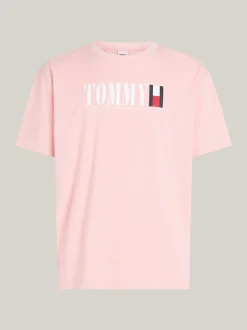 T-Shirty*Tommy Hilfiger T-shirt Z Okrągłym Dekoltem I Logo Z Flagą BALLET PINK