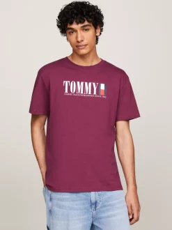 T-Shirty*Tommy Hilfiger T-shirt Z Okrągłym Dekoltem I Logo Z Flagą VALLEY GRAPE