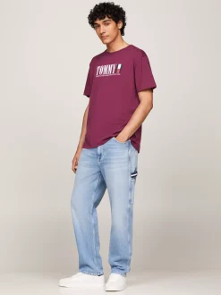 T-Shirty*Tommy Hilfiger T-shirt Z Okrągłym Dekoltem I Logo Z Flagą VALLEY GRAPE