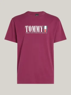 T-Shirty*Tommy Hilfiger T-shirt Z Okrągłym Dekoltem I Logo Z Flagą VALLEY GRAPE