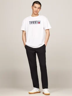T-Shirty*Tommy Hilfiger T-shirt Z Okrągłym Dekoltem I Logo Z Flagą WHITE