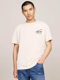 T-Shirty*Tommy Hilfiger T-shirt Z Okrągłym Dekoltem I Logo NEWSPRINT