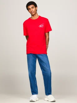 T-Shirty*Tommy Hilfiger T-shirt Z Okrągłym Dekoltem I Logo DEEP CRIMSON