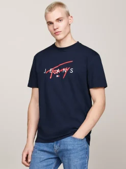 T-Shirty*Tommy Hilfiger T-shirt Z Okrągłym Dekoltem I Logo DARK NIGHT NAVY