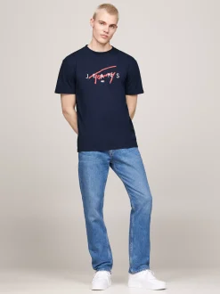 T-Shirty*Tommy Hilfiger T-shirt Z Okrągłym Dekoltem I Logo DARK NIGHT NAVY
