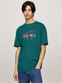 T-Shirty*Tommy Hilfiger T-shirt Z Okrągłym Dekoltem I Logo DEEP SEAWATER
