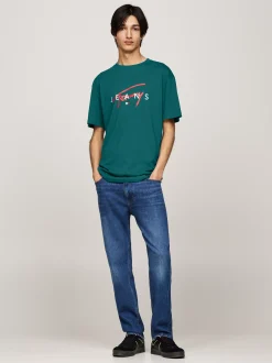 T-Shirty*Tommy Hilfiger T-shirt Z Okrągłym Dekoltem I Logo DEEP SEAWATER