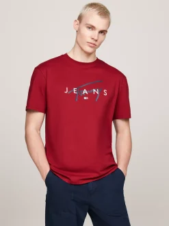 T-Shirty*Tommy Hilfiger T-shirt Z Okrągłym Dekoltem I Logo REGATTA RED
