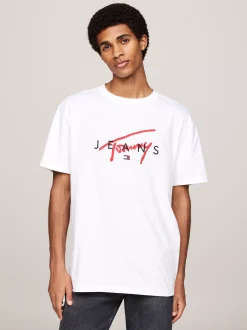 T-Shirty*Tommy Hilfiger T-shirt Z Okrągłym Dekoltem I Logo WHITE