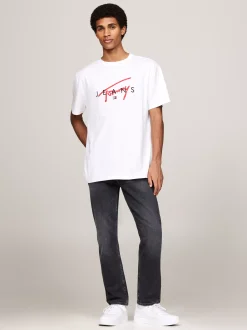 T-Shirty*Tommy Hilfiger T-shirt Z Okrągłym Dekoltem I Logo WHITE
