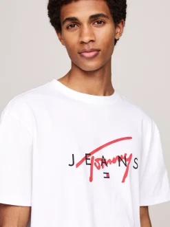 T-Shirty*Tommy Hilfiger T-shirt Z Okrągłym Dekoltem I Logo WHITE