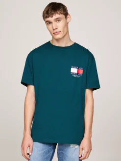T-Shirty*Tommy Hilfiger T-shirt Z Okrągłym Dekoltem I Logo Z Tyłu DEEP SEAWATER