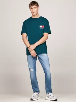 T-Shirty*Tommy Hilfiger T-shirt Z Okrągłym Dekoltem I Logo Z Tyłu DEEP SEAWATER