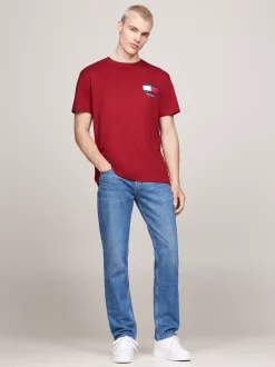 T-Shirty*Tommy Hilfiger T-shirt Z Okrągłym Dekoltem I Logo Z Tyłu REGATTA RED