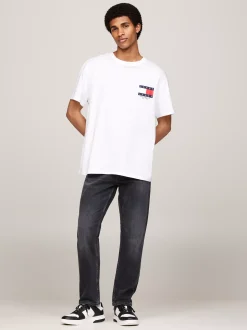 T-Shirty*Tommy Hilfiger T-shirt Z Okrągłym Dekoltem I Logo Z Tyłu WHITE