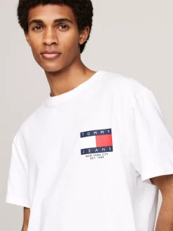 T-Shirty*Tommy Hilfiger T-shirt Z Okrągłym Dekoltem I Logo Z Tyłu WHITE