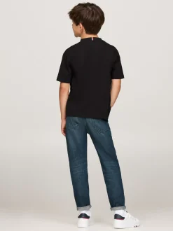 T-Shirty I Koszulki Polo*Tommy Hilfiger T-shirt Z Okrągłym Dekoltem I Haftem Z Flagą BLACK