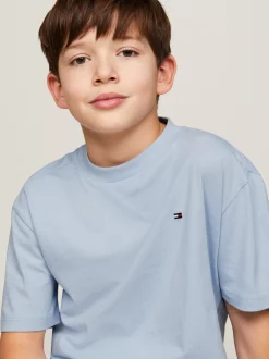 T-Shirty I Koszulki Polo*Tommy Hilfiger T-shirt Z Okrągłym Dekoltem I Haftem Z Flagą BREEZY BLUE