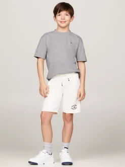 T-Shirty I Koszulki Polo*Tommy Hilfiger T-shirt Z Okrągłym Dekoltem I Haftem Z Flagą MEDIUM GREY