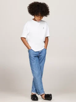 T-Shirty I Koszulki Polo*Tommy Hilfiger T-shirt Z Okrągłym Dekoltem I Haftem Z Flagą WHITE