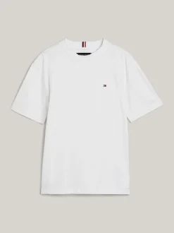 T-Shirty I Koszulki Polo*Tommy Hilfiger T-shirt Z Okrągłym Dekoltem I Haftem Z Flagą WHITE