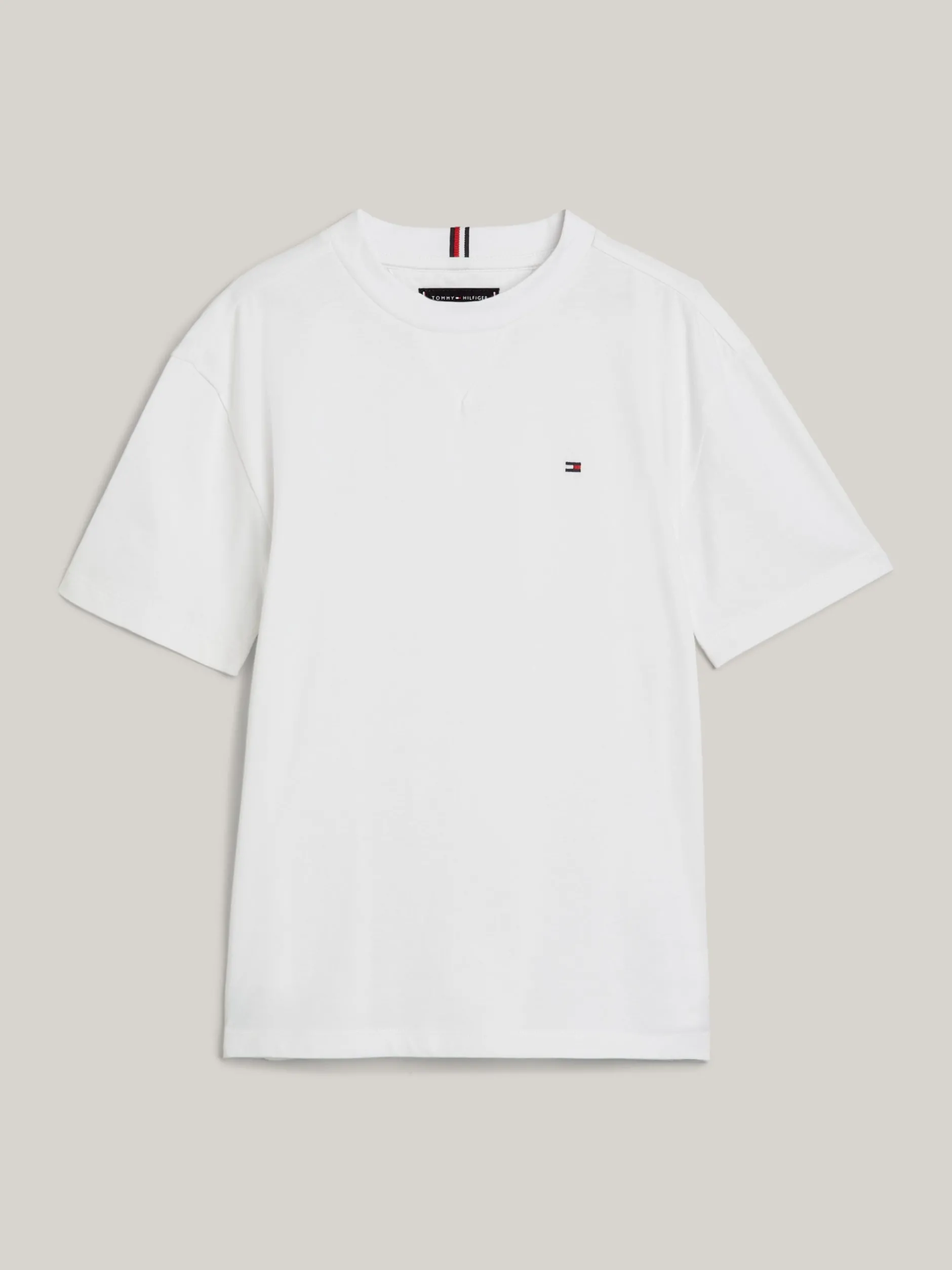 T-Shirty I Koszulki Polo*Tommy Hilfiger T-shirt Z Okrągłym Dekoltem I Haftem Z Flagą WHITE