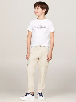 T-Shirty I Koszulki Polo*Tommy Hilfiger T-shirt Z Okrągłym Dekoltem I Nadrukiem Z Logo WHITE