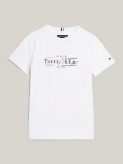 T-Shirty I Koszulki Polo*Tommy Hilfiger T-shirt Z Okrągłym Dekoltem I Nadrukiem Z Logo WHITE