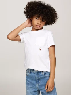 T-Shirty I Koszulki Polo*Tommy Hilfiger T-shirt Z Okrągłym Dekoltem I Kieszonką WHITE