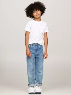 T-Shirty I Koszulki Polo*Tommy Hilfiger T-shirt Z Okrągłym Dekoltem I Kieszonką WHITE