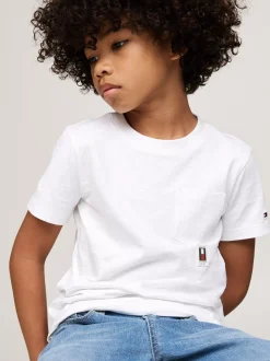 T-Shirty I Koszulki Polo*Tommy Hilfiger T-shirt Z Okrągłym Dekoltem I Kieszonką WHITE