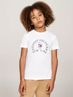 T-Shirty I Koszulki Polo*Tommy Hilfiger T-shirt Z Okrągłym Dekoltem I Logo WHITE