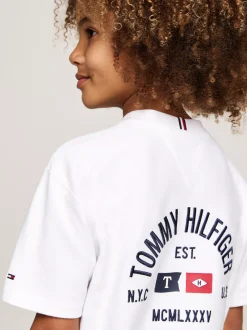 T-Shirty I Koszulki Polo*Tommy Hilfiger T-shirt Z Okrągłym Dekoltem I Logo Na Plecach WHITE