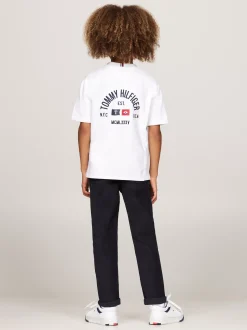 T-Shirty I Koszulki Polo*Tommy Hilfiger T-shirt Z Okrągłym Dekoltem I Logo Na Plecach WHITE