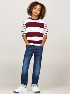 T-Shirty I Koszulki Polo*Tommy Hilfiger T-shirt Z Okrągłym Dekoltem We Wzór W Paski DEEP ROUGE / WHITE