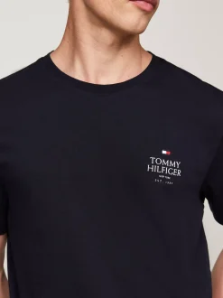T-Shirty*Tommy Hilfiger T-shirt Z Okrągłym Dekoltem I Logo DESERT SKY