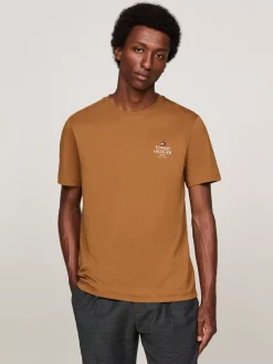 T-Shirty*Tommy Hilfiger T-shirt Z Okrągłym Dekoltem I Logo COUNTRY BROWN