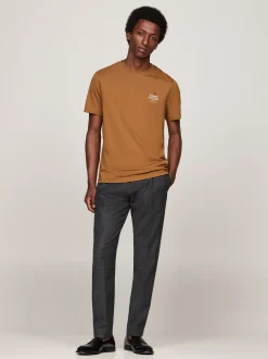 T-Shirty*Tommy Hilfiger T-shirt Z Okrągłym Dekoltem I Logo COUNTRY BROWN