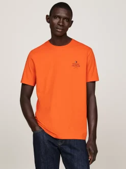 T-Shirty*Tommy Hilfiger T-shirt Z Okrągłym Dekoltem I Logo BONFIRE ORANGE