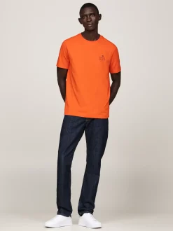 T-Shirty*Tommy Hilfiger T-shirt Z Okrągłym Dekoltem I Logo BONFIRE ORANGE
