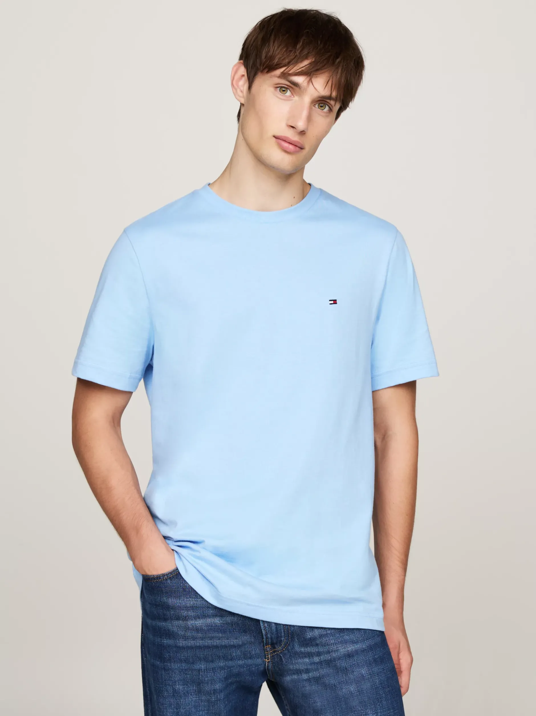 T-Shirty*Tommy Hilfiger T-shirt Z Okrągłym Dekoltem I Wyhaftowaną Flagą VESSEL BLUE
