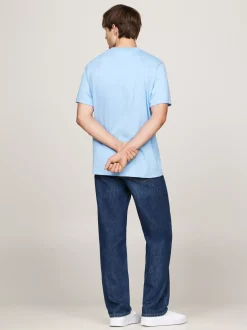 T-Shirty*Tommy Hilfiger T-shirt Z Okrągłym Dekoltem I Wyhaftowaną Flagą VESSEL BLUE