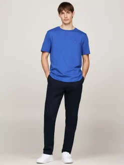 T-Shirty*Tommy Hilfiger T-shirt Z Okrągłym Dekoltem I Wyhaftowaną Flagą MONOCHROME BLUE