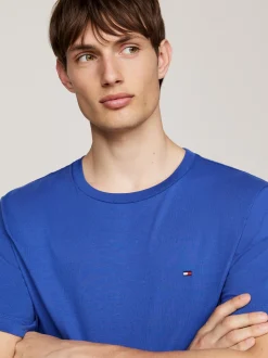 T-Shirty*Tommy Hilfiger T-shirt Z Okrągłym Dekoltem I Wyhaftowaną Flagą MONOCHROME BLUE
