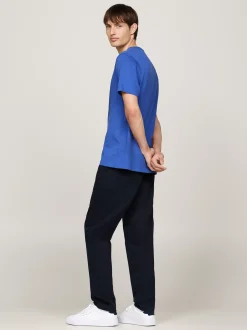 T-Shirty*Tommy Hilfiger T-shirt Z Okrągłym Dekoltem I Wyhaftowaną Flagą MONOCHROME BLUE