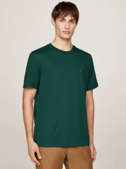 T-Shirty*Tommy Hilfiger T-shirt Z Okrągłym Dekoltem I Wyhaftowaną Flagą ORNAMENTAL GREEN
