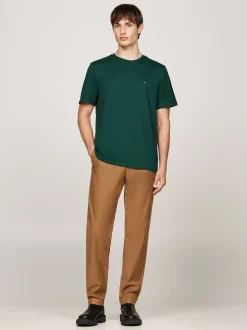 T-Shirty*Tommy Hilfiger T-shirt Z Okrągłym Dekoltem I Wyhaftowaną Flagą ORNAMENTAL GREEN